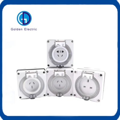 IP66 Australia Standard Single Phase 3pin 10A 13A 15A Waterproof Industrial Socket with CE Approval Socket Outlet