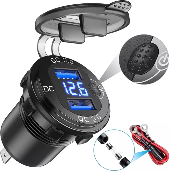 12V Dual Port Type C Car Charger QC3.0 Pd Fast Car Charger with Atmosphere Light